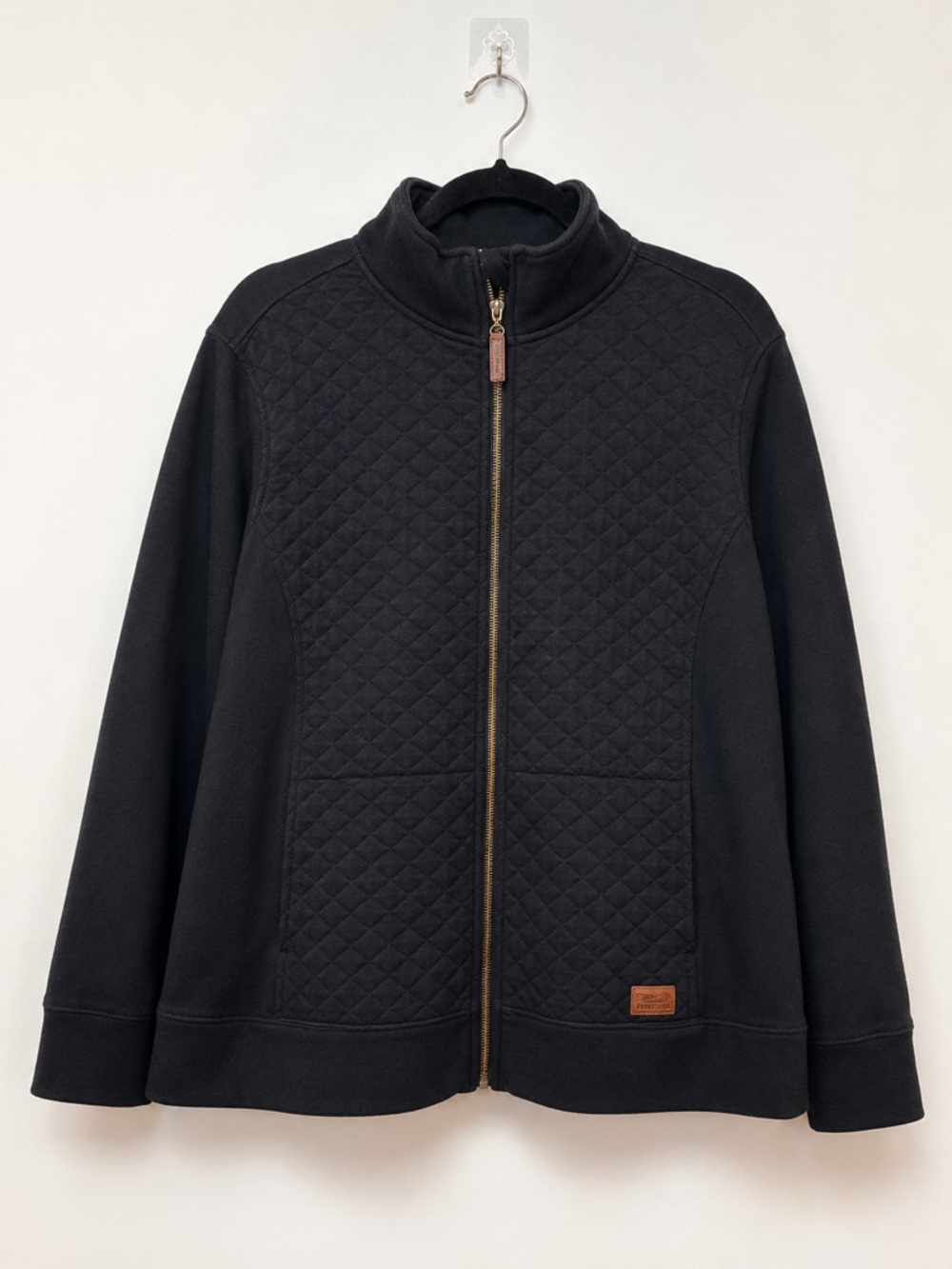 L.L Bean Quilted Zip Up Jacket Black Plus Size 3X Cozy Athleisure
